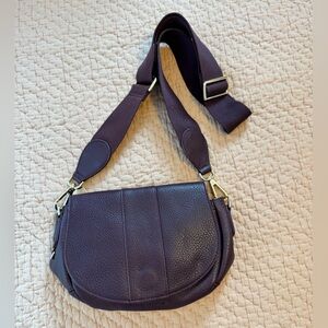 NWOT Arlington Milne Zara Saddle Bag in Purple/Plum, Gold Hardware, Pink Lining